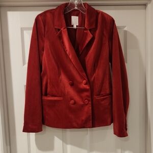 LC Lauren Conrad Women's Red Velvet Blazer